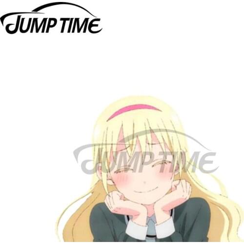 Jump Time 13 x 11.6cm For Olivia Pretty Peeker Anime Car Stickers Laptop Decal Sunscreen Waterproof Custom Printing Decoration