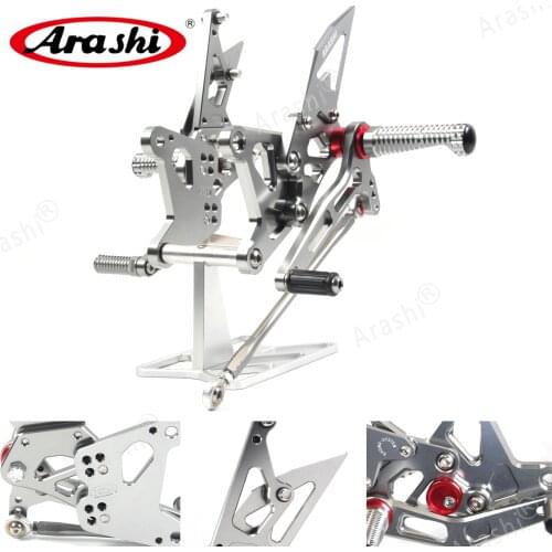 Arashi CNC Adjustable Footrests NINJA ZX6R Rear For KAWASAKI ZX-6R Ninja ZX636 2005 2006 Foot Pegs Rear Foot Rearset 05 06 636