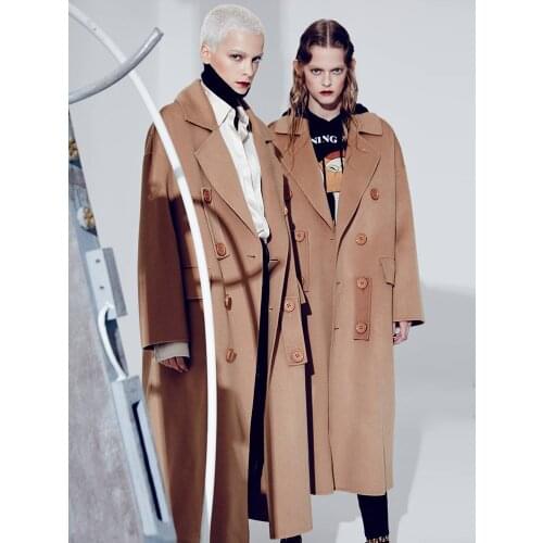 Australian Wool Double Faced Cashmere Overcoat Womens Middle Long 2021 New High-end Cocoon Type Suit Version Woolen Overcoat