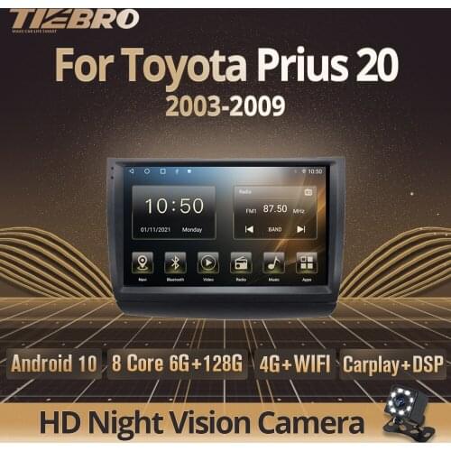 Tiebro 2 DIN Android10.0 Car Radio For Toyota Prius 20 2003-2009 Car Receiver Bluetooth Player Auto Radio GPS Navigation Carplay