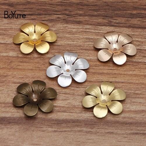 BoYuTe (100 Pieces/Lot) Metal Brass Stamping 25MM Flower Jewelry Accessories Diy Hand Made Materials Wholesale