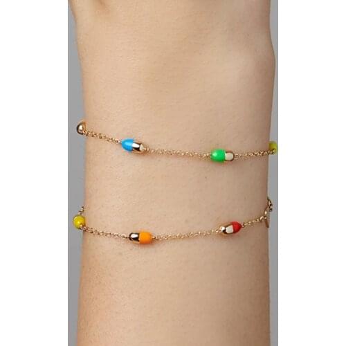 Aide Bracelets 925 Sterling Silver Candy Color Pill All-match Dripping Oil Bracelets For Women Girls Jewelry Enamel Pulseras