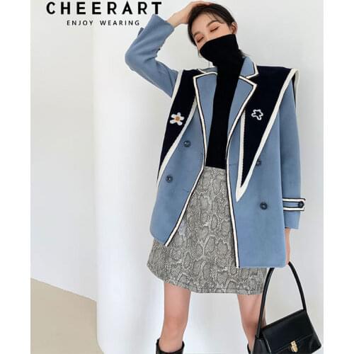 Cheerart Womens Blue Coats