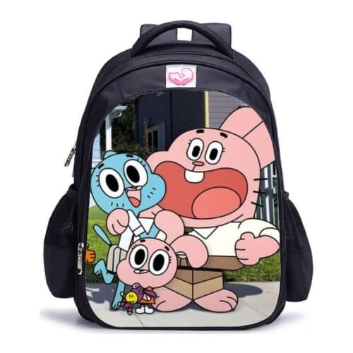 16 Inch The Amazing World of Gumbal Children School Bags Orthopedic Backpack Kids School Boys Girls Mochila Infantil Catoon Bag