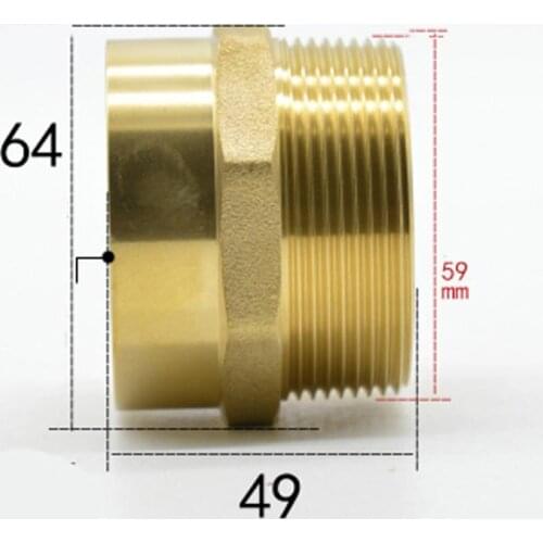 DN50 G 2" BSPP Male x 54mm Weld Socket Brass Pipe Fitting Coupler Adapter Water Gas Oil