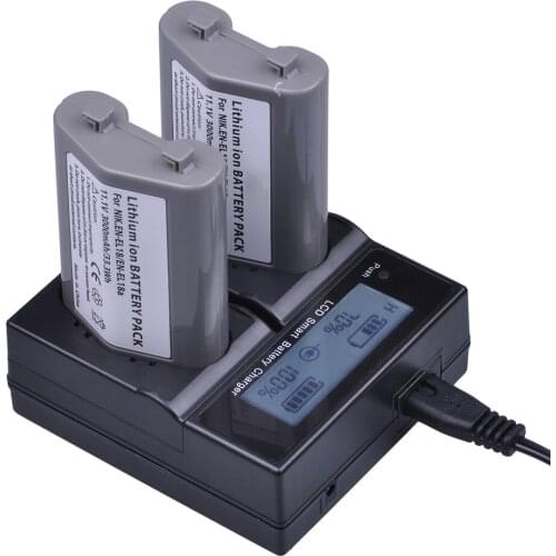 1Pc 3200mAh EN-EL18 EN-EL18a EN EL18 ENEL18a Battery +LCD Display Dual Smart Fast Charger for Nikon D4,D4S,D5 Digital SLR Camera