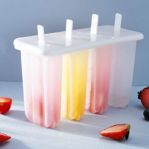 4 Cells Popsicles Mold Ice Cream Mold DIY Popsicle Maker Lolly Mould Tray Pan Ice Maker Tool Homemade DIY Kids Tools