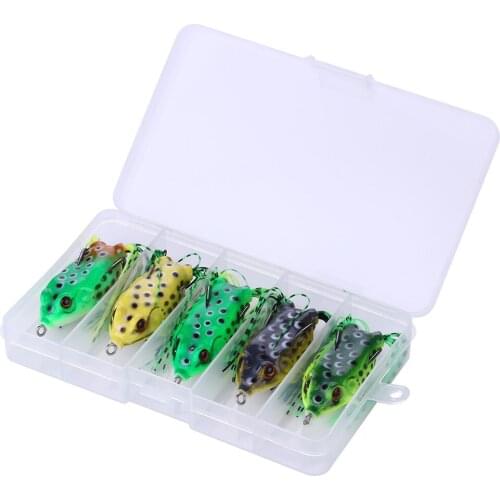 HENGJIA 5PCS/box Thunder Frog 6CM-12G Snakehead Topwater Simulation Frog Fishing Lure Soft Lure Bass Bait Pesca Bait