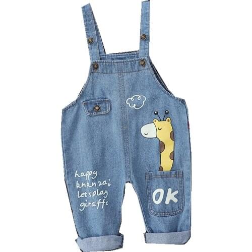 Fashion Toddler 2021 Spring Fall Children Clothes Baby Boys Girls Denim Pants Overalls Infant Outfit Kids Giraffe Jeans 1-5T