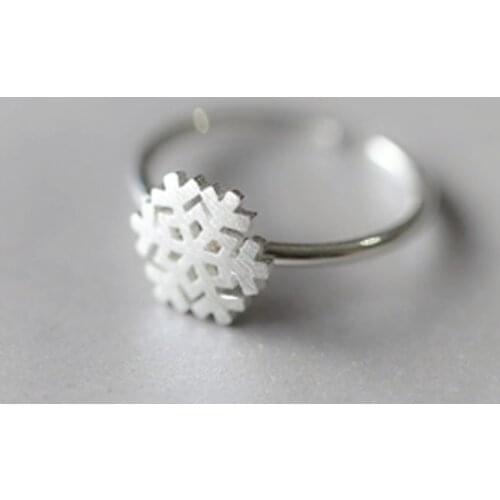Fashion Simple Snowflake Ring Silver Plated Opening Adjustable Ring Ethnic Style Womens Party Jewelry Christmas Gift