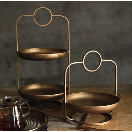 Multi-layer Metal Fruit Tray Retro Decorative Dessert Plates European Dining Table Double Layer Cake Dish Home Decoration Modern