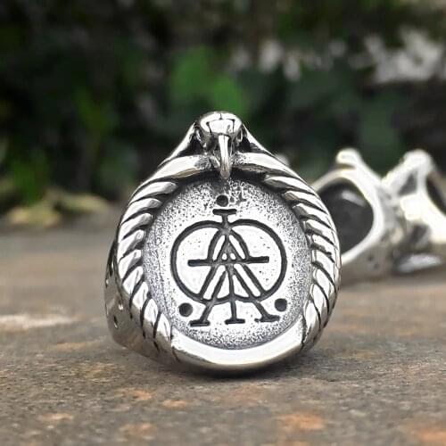 Mens Stainless Steel Ring Retro Viking Axe Warrior Berserker Symbol Ring Biker Party Fashion Jewelry