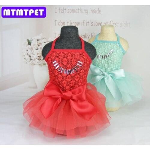 New arrival dogs cats lovely lace tutu princess dress doggy summer sexy dress pet dog cat fashion Rhinestones bowknot dresses