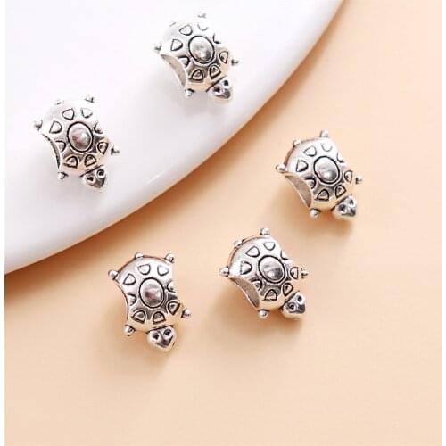 Vintage Silver Tortoise big hole beads fit Pandora Charms diy European Bracelets Jewelry Making Handmade 55pcs/lot