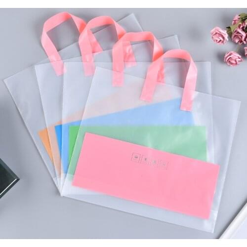 10/50pcs Thick Large Plastic Bags Frosted fashion clothing store Shopping Jewelry Packaging Bags Plastic Gift Bag With Handle