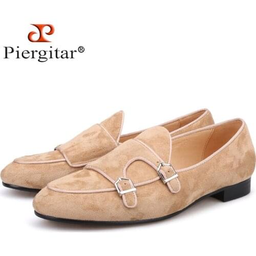 Piergitar 2018 Handmade men velvet shoe Party and Banquet mens loafers British style men smoking slippers leather insole