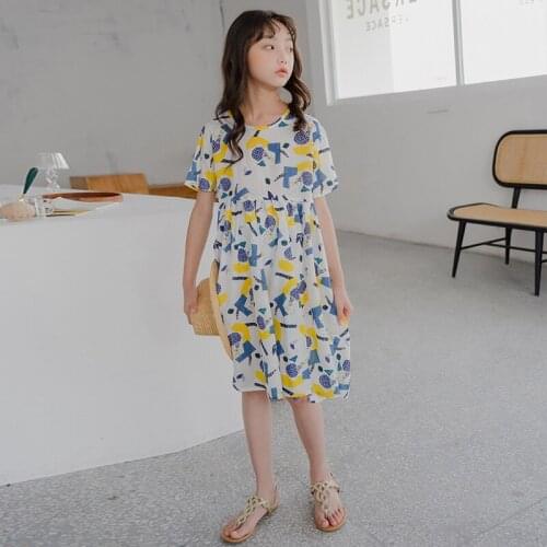 6 to 16 years,Girls Cartoon Dress 2021 New Fashion Kids Cotton Dress Teen Children Clothes Toddler Baby Princess Dress,#6018
