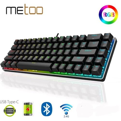 2.4Ghz Wireless/Bluetooth/Wired Mini Portable Mechanical Keyboard RGB Backlight Gaming Keyboard for Laptop Tablet or Mobile