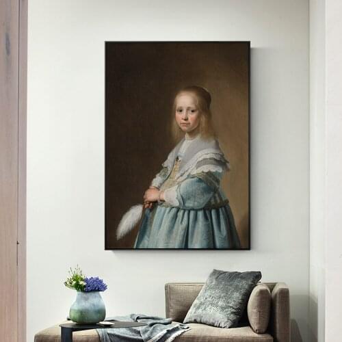 Portrait of a Little Girl Canvas Wall Paintings By Johannes Dutch Golden Age Art Poster Prints for Living Room Home Decor