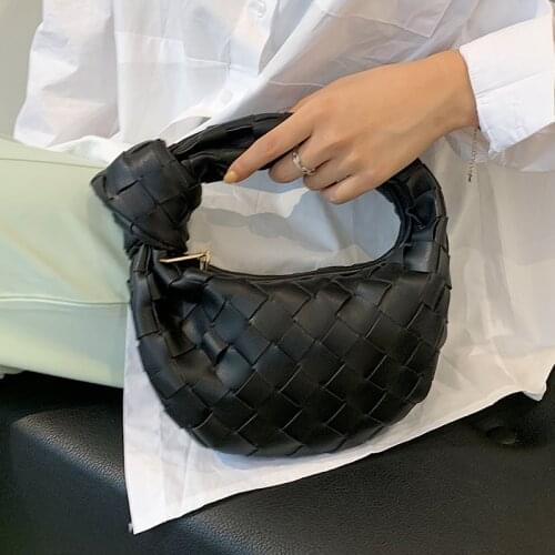 Simple Small Weave Womens Bag Pure Color Designer Handbags 2021 New Trending Chic Bag Luxury Soft Leather Top-handle Bags Sac