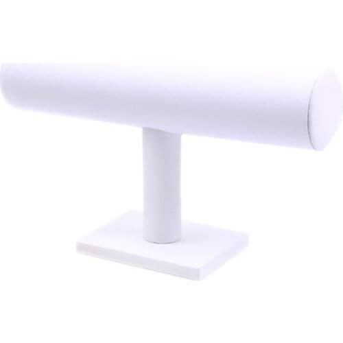 PU Leather Bracelet Bangle Necklace Display Stand Holder Watch Jewelry Organizer T-Bar Rack