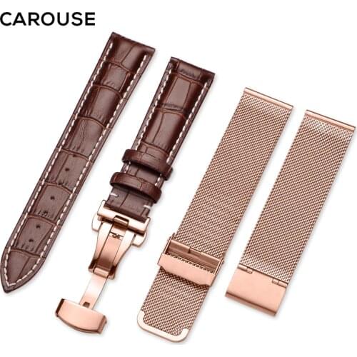 Carouse Stainless steel Milanese Watchband 12mm 13mm 14mm 16mm 18mm 20mm 22mm Leather Women Men Watch Band Strap Combined sales