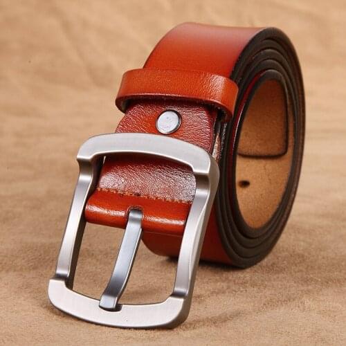 Luxury Cowhide Mens Belt High-Grade Leather Glossy Fashion Business Casual All-Match Jeans Pin Buckle Success Mens Youth Belt