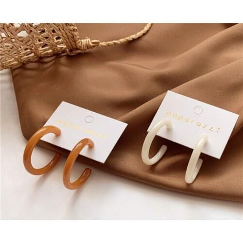 Fairy Acrylic C Shape Hoop Earrings Round Vintage Women Earrings