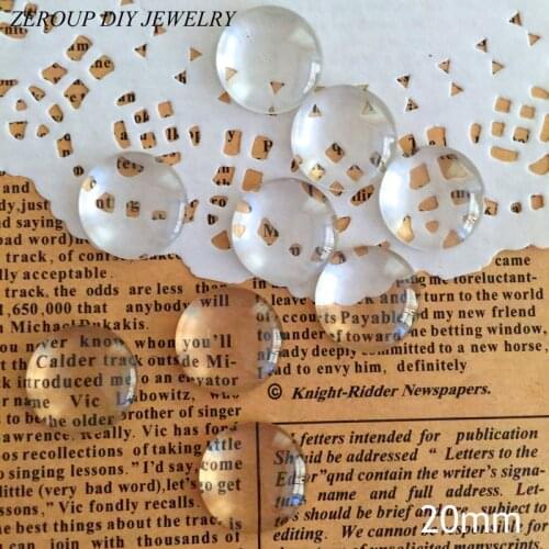 ZEROUP Handmade Transparent Clear Glass Cabochon 20mm Round Supplies for Jewelry Accessories Handmade Making 20pcs