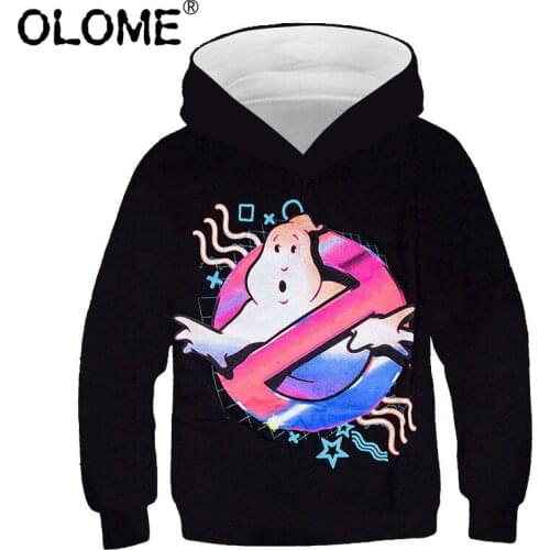 Ghostbusters Boys Hoodies Loose Sweatshirt Printed Unisex Streetwear OLOME Chic Teenager Clothes Free shipping Kids Hoodies