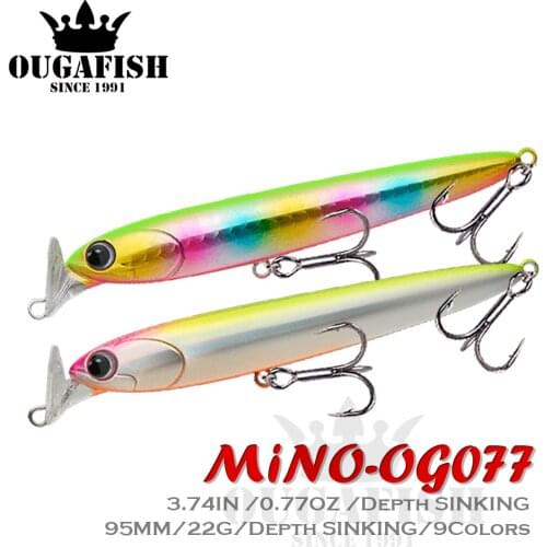 Sinking Minnow Fishing Lure Hard Full Water Lokt Weights 22G 9.5Cm Wobblers Trolling For Pike Fish Mino Ace Winter Pesca Tackle