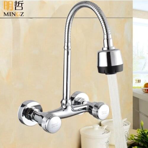 Laundry pool sink basin mixer valve taps copper main kitchen double into the wall-type hot and cold faucet