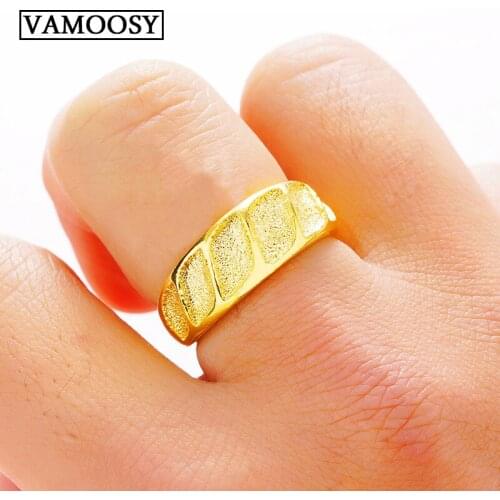 Top Quality Scrub opening Ring for women Real 24K gold Gold wedding rings for Men Women anillos mujer Valentines Day jewelry