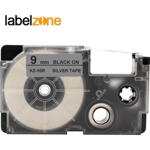 9mm*8m XR-9SR Black on Silver Laminated Label Tape Compatible KL60 KL100 KL120 KL750 KL780 KL820 KL7000 KL-7200 Label Printer