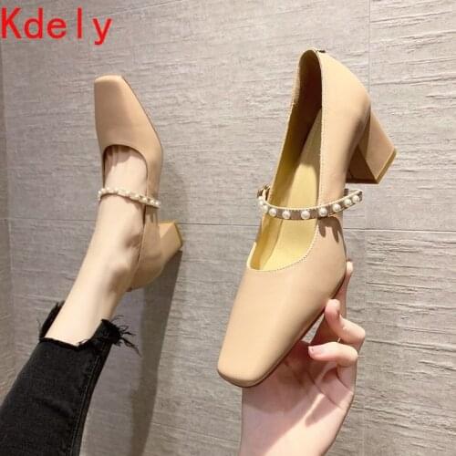 Womens Shoes Mid-heel Shoes 2021 Spring New Shallow Mouth Fashion Casual Thick Heel Mary Jane Shoes