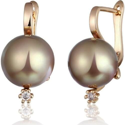 Natural Pearl Earrings for Women Rose Gold Silver Color Ball Drop Earrings with Pearls Round CZ Party Jewelry Girls Accessories