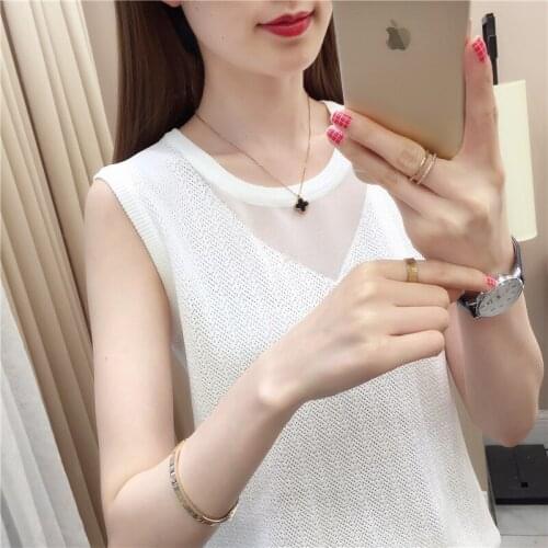 2021 Hot Sale 19856 Real Shot Ice Round Neck Lace Sleeveless Vest 32