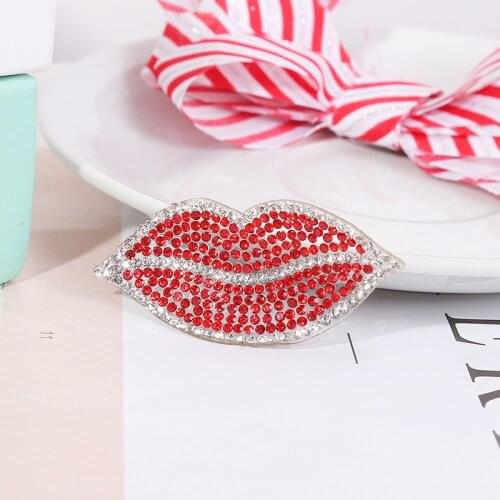 1Pcs Fun Rhinestones Hot-melt drill LIP Diamond patch Iron on Sewing Crystal Applique For Jeans Clothing Decorations