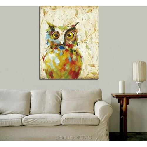 2016 New Design Cute Night Owl Oil Painting Fashion Modern Wall Art on Canvas Decorative Pictures Home Decor Christmas Gift