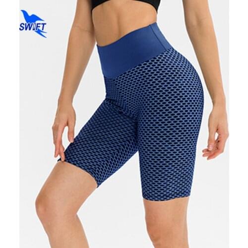 2021 Breathable Honeycomb Yoga Shorts Women Quick Dry High Waist Push Up Lifting Running Tights Workout Gym Fitness Short Pants