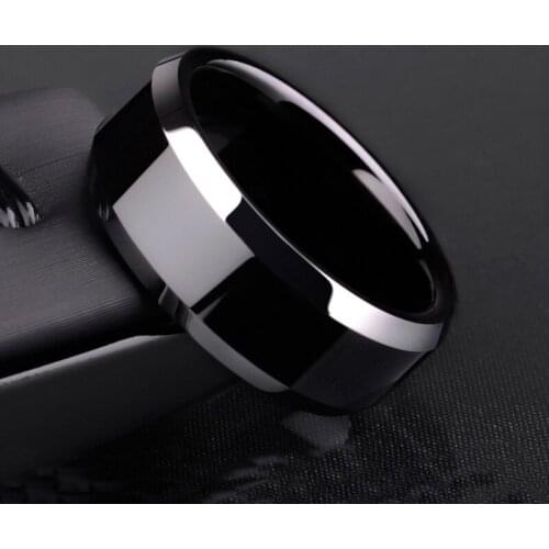 2021 Fashion Stainless Steel Mens Ring Simple Design 8mm Titanium Black Finger Rings For Men Do Not Fade Jewelry Gift