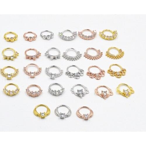 50pcs Body Jewelry Piercing - Nose/Ear Ring Ear Helix Daith Cartilage Tragus Earring Nose Septum Ring Bend CZ Gens 9 Styles HOT