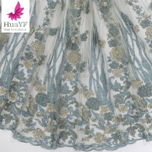 African Lace Fabric 2020 High quality handmade beaded embroidery super heavy Embroidery with Beads for wedding Party