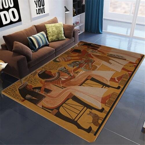 Egyptian Culture Big Carpets For Living Room Vintage Nordic Ethnic Style Floor Mat Non-slip Washable Rugs Bedroom Beside Mat