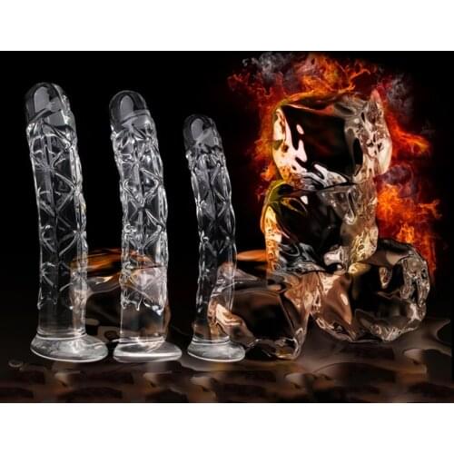 New Pyrex Glass Huge Dildo Artificial Fake Penis with Crystal Anal Butt Plug G Spot Masturbation Adult 18 Sex Toys for Men Women