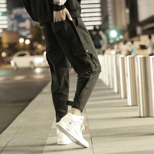 Male Hip Hop Autumn Casual Overalls Cargo Pants Men Sport Running 2021 Streetwear Joggers Pants Black Sweatpant