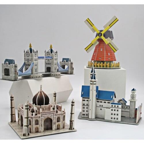 DIY handmade paper 3D three-dimensional jigsaw building house attractions model assembly puzzle brain toy gift