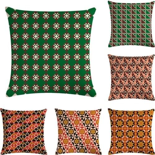 Colorful Geometry Cushion Cover Cotton Linen Green Irregular Shape Color Block Throw Pillow Cover Home Decor 45x45cm Pillowcase