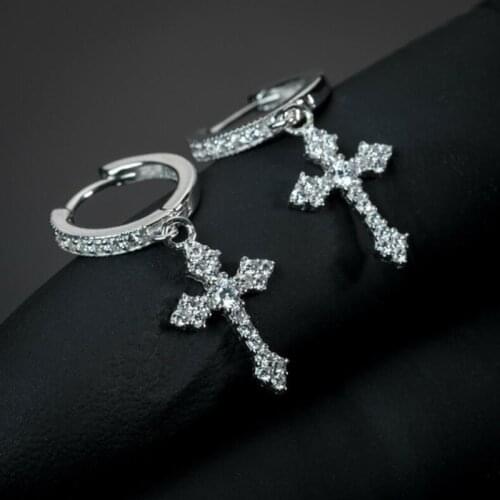 European and American cross earrings inlaid high quality zircon earrings fashion mens and womens earrings