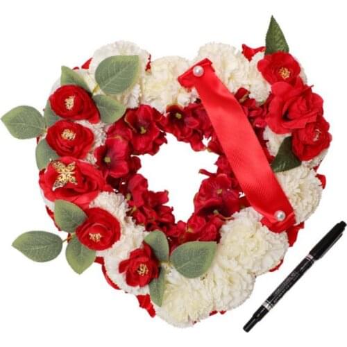 Artificial Foam Silk Flowers Garland For Memorial Halls Decoration Funeral Sacrificial Accessories Heart Shape Wreath Crafts